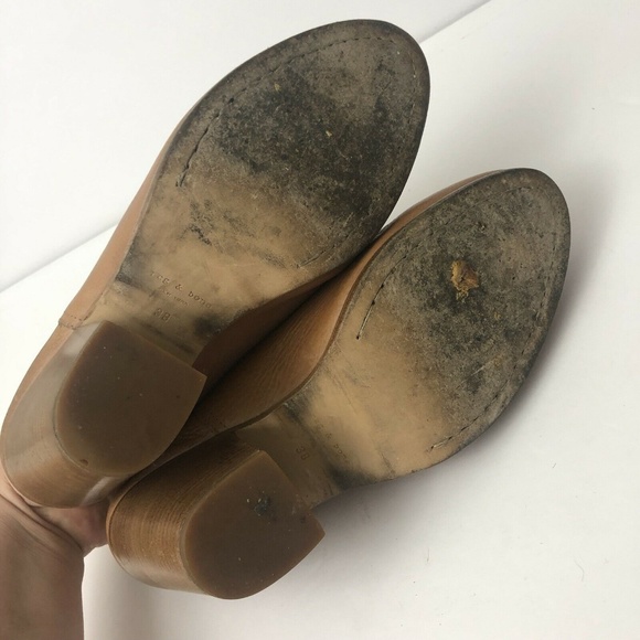 Rag & Bone Enid Mules Brown Leather Stacked Heel - Picture 5 of 8